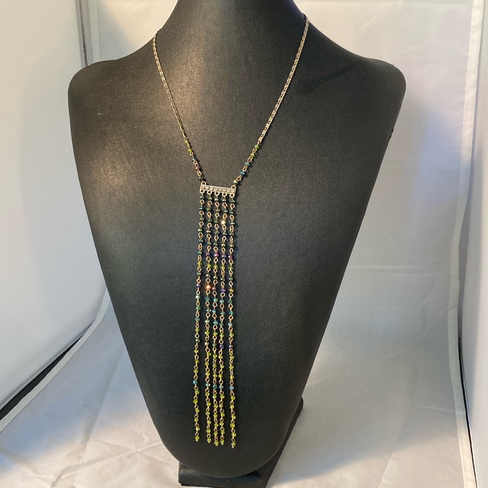 Ali-Khan New York Crystal Beaded Gold Tone Necklace multicolor mini rondelles